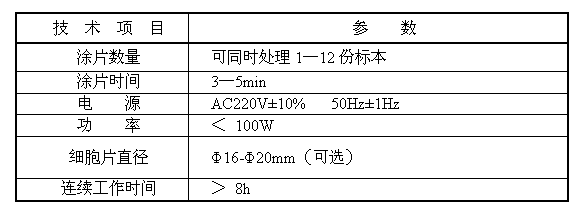 液基薄層細(xì)胞涂片機(jī)技術(shù)參數(shù)