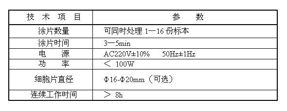 液基薄層細胞涂片機技術(shù)參數(shù)